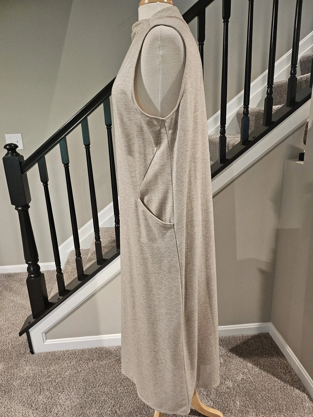 Pure J Jill Women’s Oatmeal/Taupe Mock Neck Maxi Sleeveless Dress (Size XL)